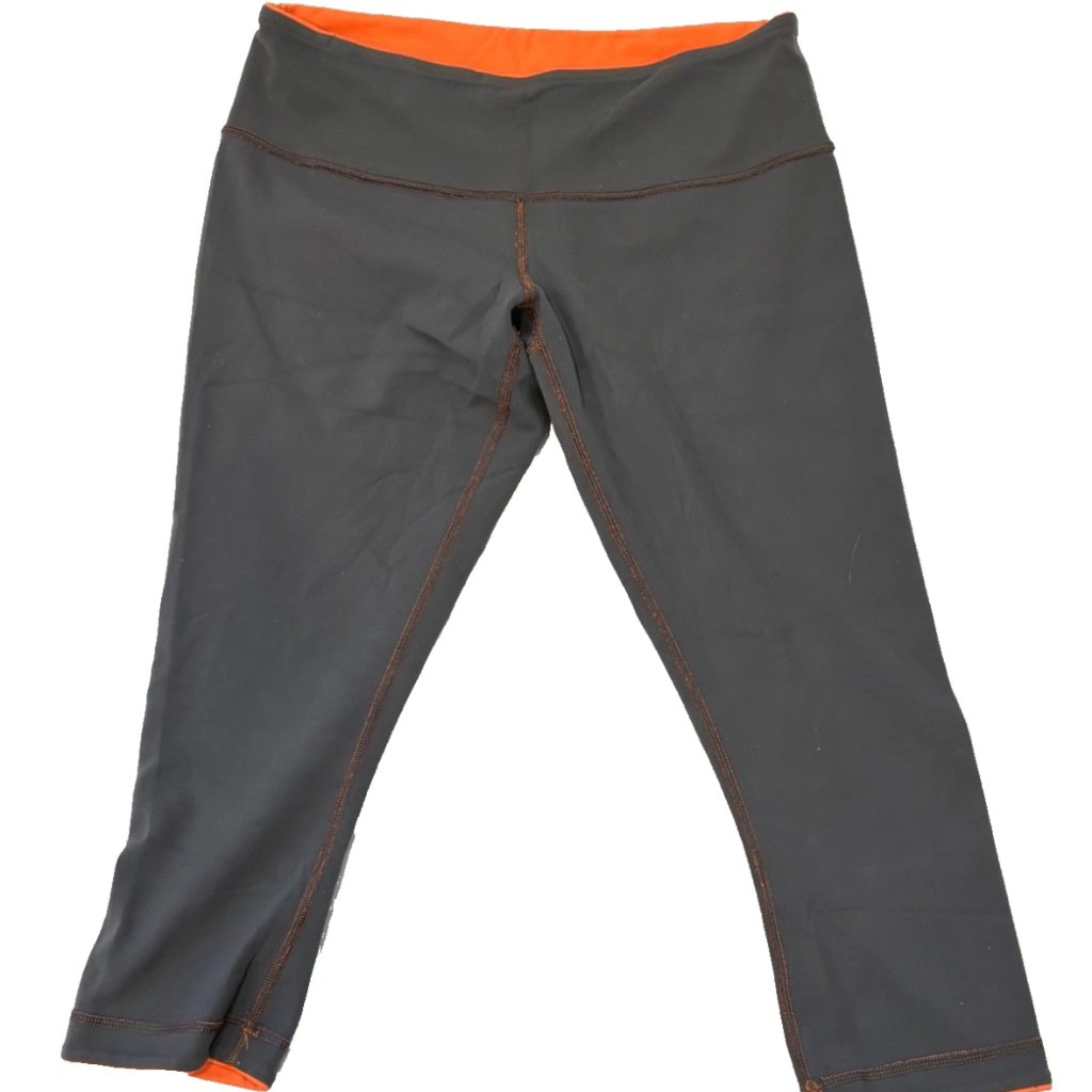 Lululemon Reversible Cropped Leggings Gray Orange Womens Yoga Pants
